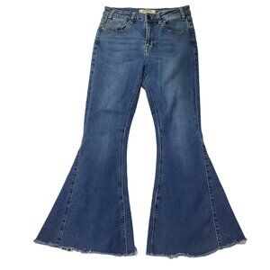 Rock & Roll Denim Women's High Rise Bell Bottom Raw Hem Jeans Size 27X34 Pre-Own